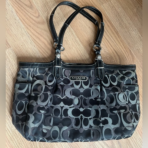 Coach Gray and Black Signature Tote - Picture 1 of 16